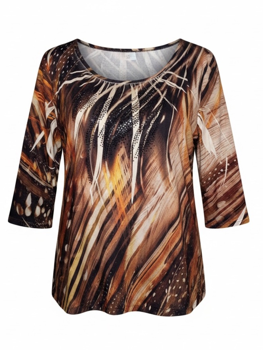 CHICO’S Tunic in Shades of Brown and Sequined Embellishments Size Medium